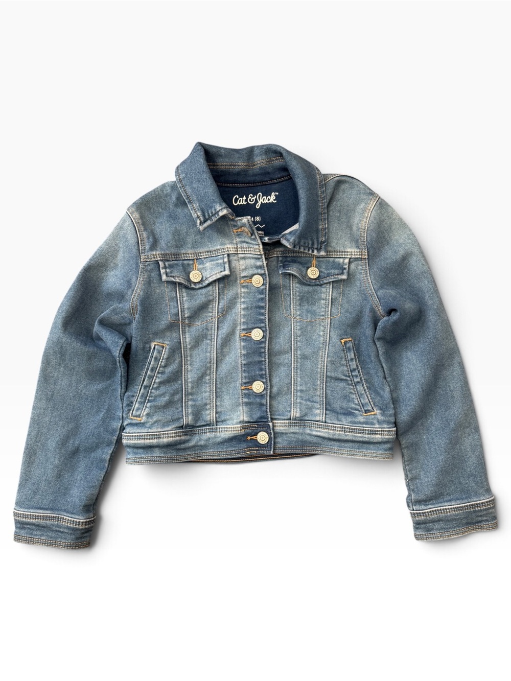 Cat & Jack Light Wash Denim Jacket in Blue - Medium Size 8